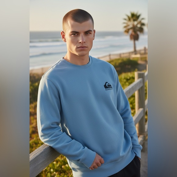 Quiksilver Light Blue Crewneck NWOT - Picture 1 of 7